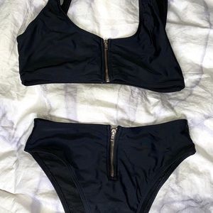 Zipper high waisted bikini